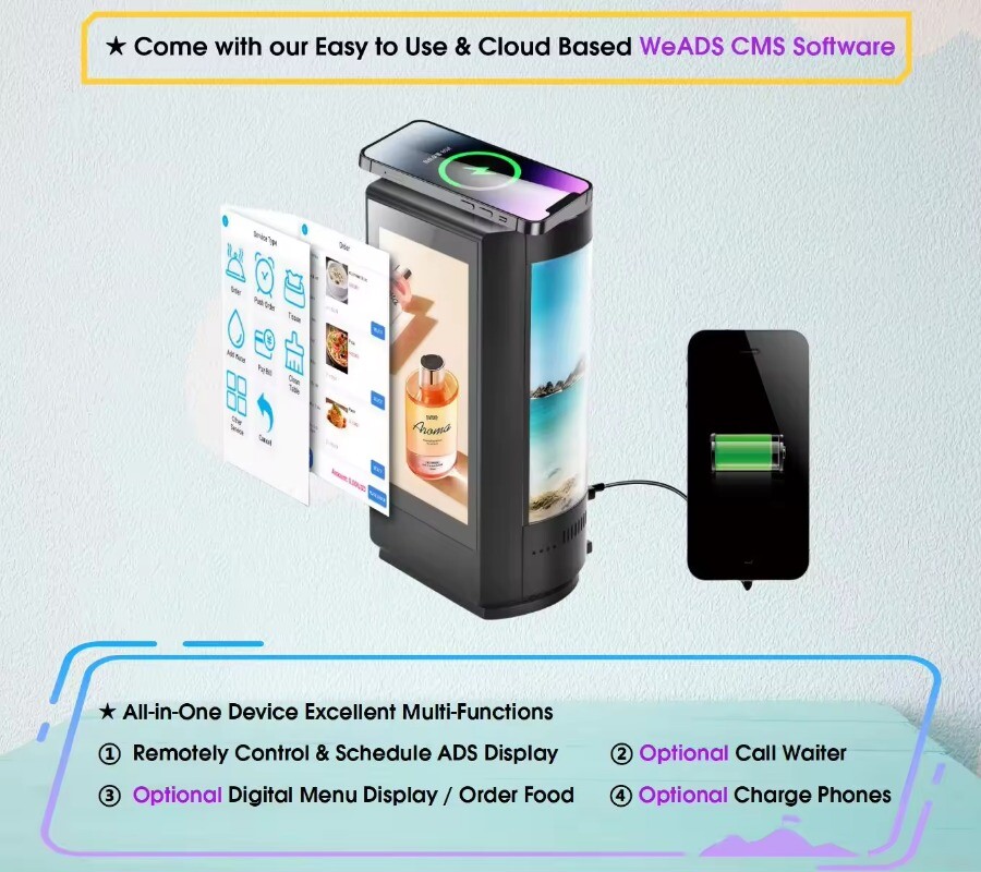 Hot Sale WIFI and Cloud Server Function 7inch Digital Signage Table Talker