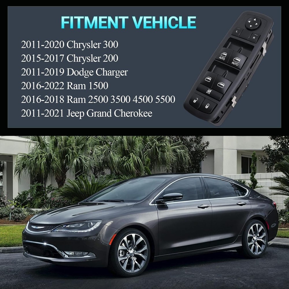 Power Master Window Switch Driver Side Control Button Compatible with 2015-2017