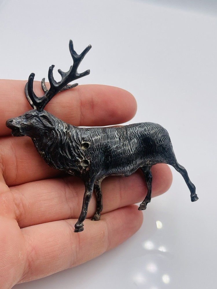 Vintage Solid Sterling Silver Figural Elk Figurine Toothpick Holder