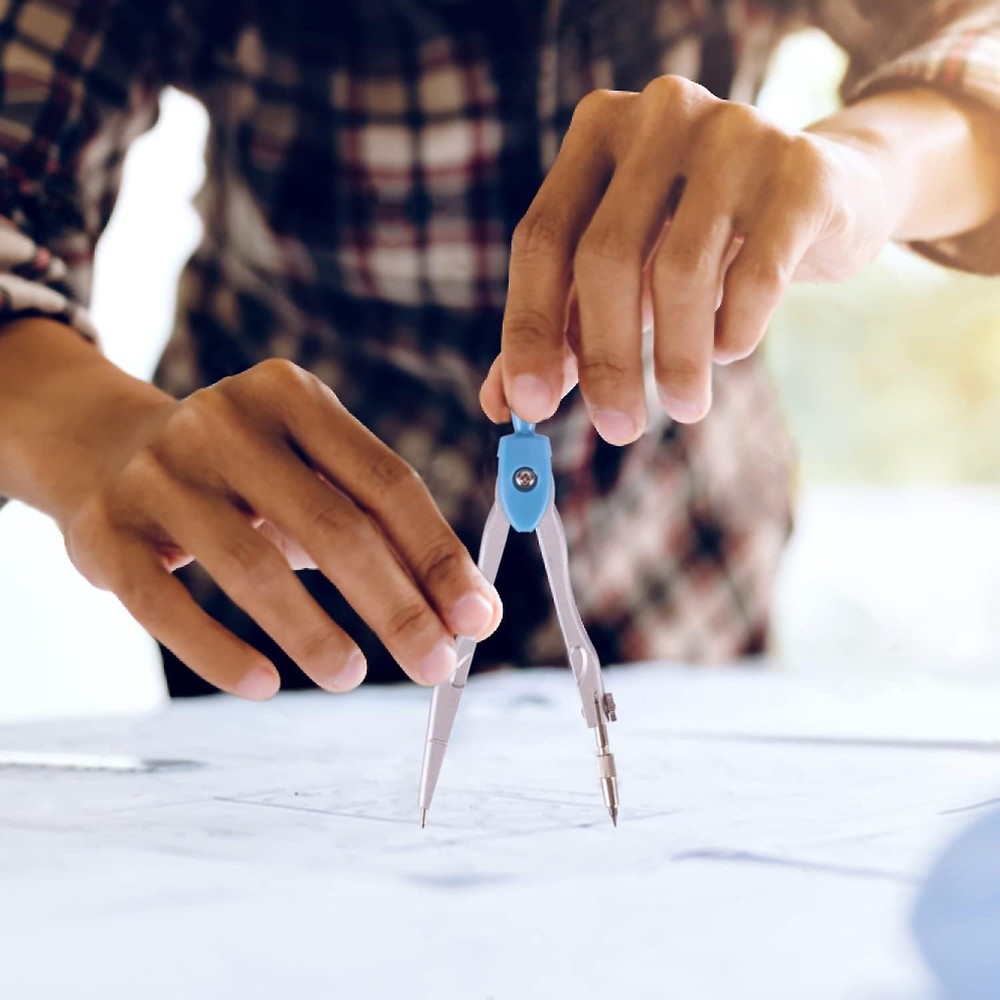 Math Geometry Kit Set 10 Pieces with Shatterproof Storage Box, Student Blue