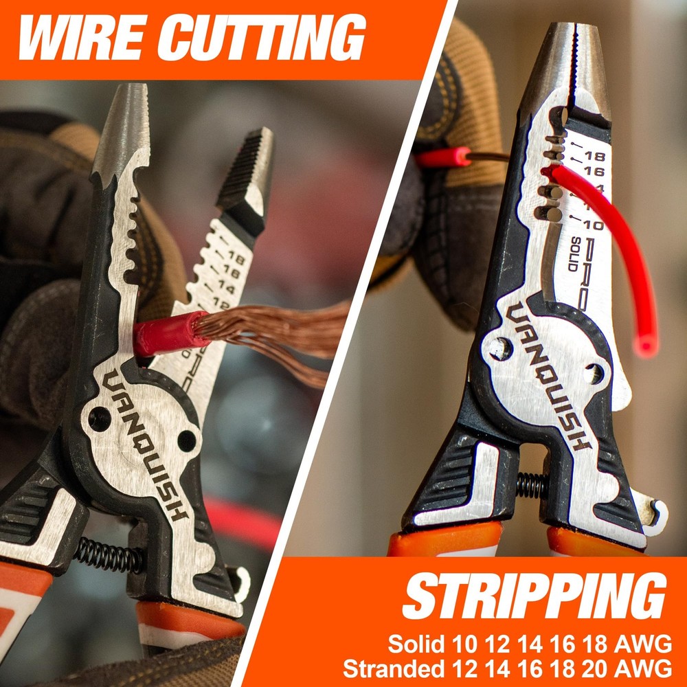 VANQUISH 4 IN 1 Multifunctional Wire Stripper, Cutting Stripping Tool...