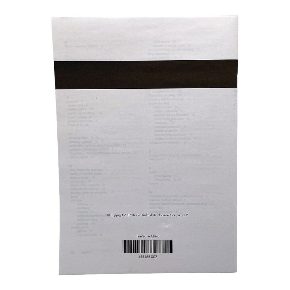 2007 HP Quick Reference HP Notebook PC booklet