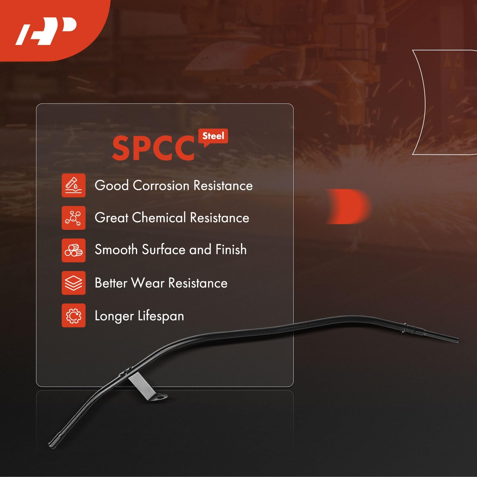 A-Premium 23.25 in Engine Oil Dipstick Tube - Metal Compatible 7.4 mm, Black