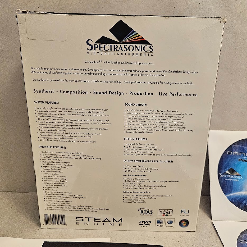 Spectrasonics Omnisphere Power Synth 1 Virtual Instruments Software PC 6 Discs