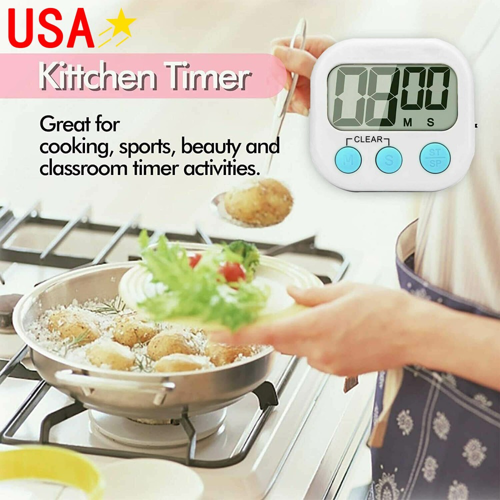 2Pcs Small Timer Kitchen Baking Countdown Timer Student Learning Big Screen