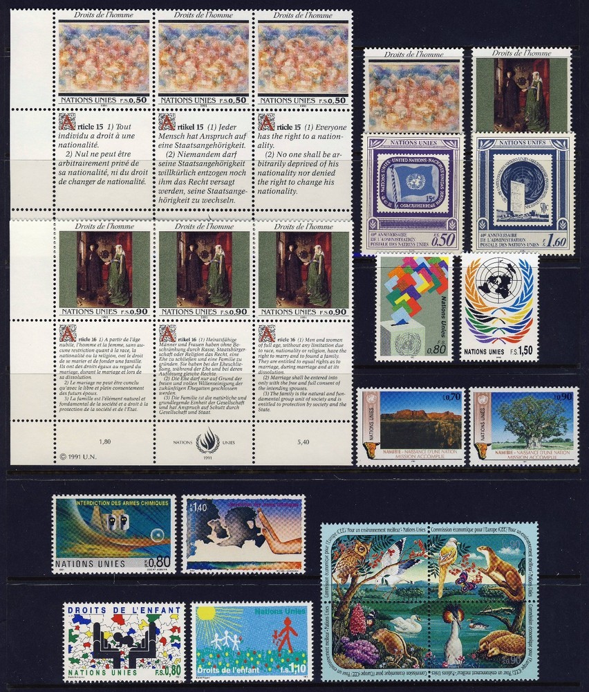 UN - 1991 GENEVA Year Set (195-210) - Mint Never Hinged