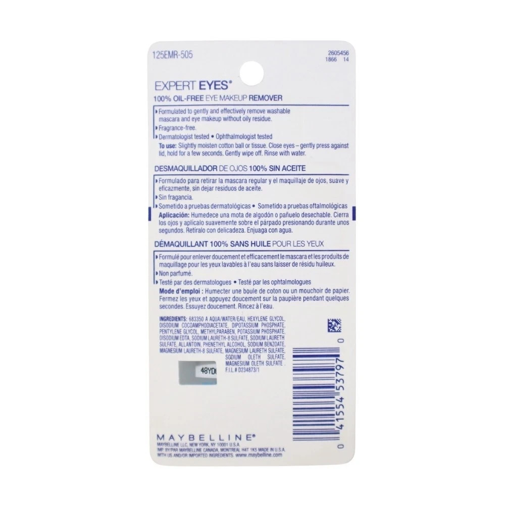 3 Pack - Maybelline Expert Eyes Oil Free Eye Makeup Remover, 2.3 oz