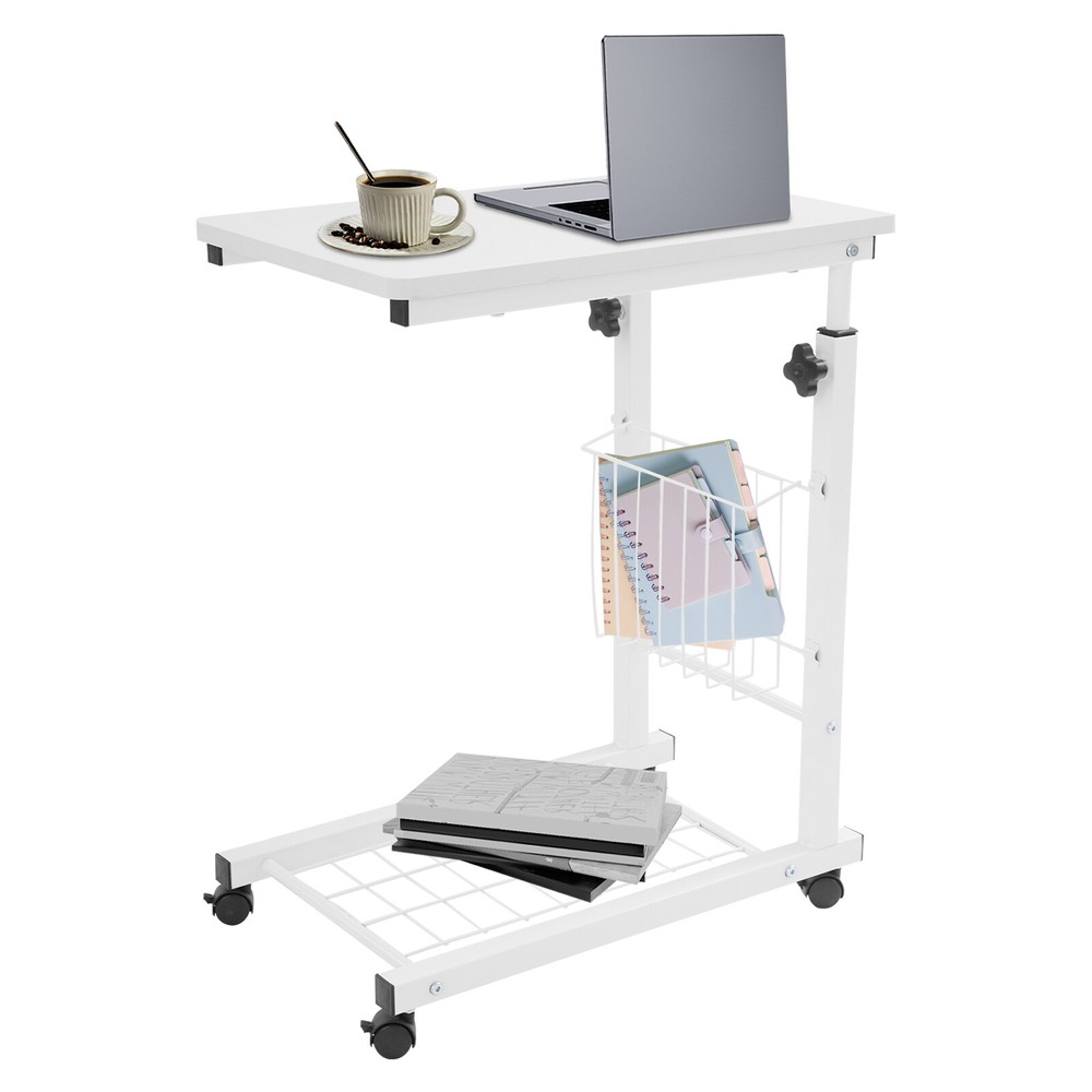 Adjustable Bed Side Table Side Table with Wheels Mobile Standalone Table USA