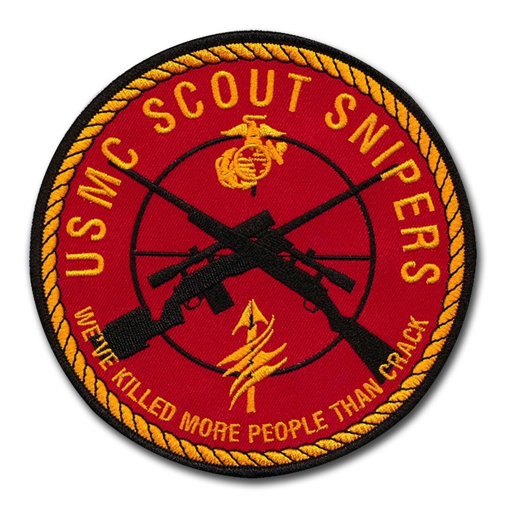 USMC Scout Sniper Embroidered Five Inch Patch (2024) - 5" patch with a wax back