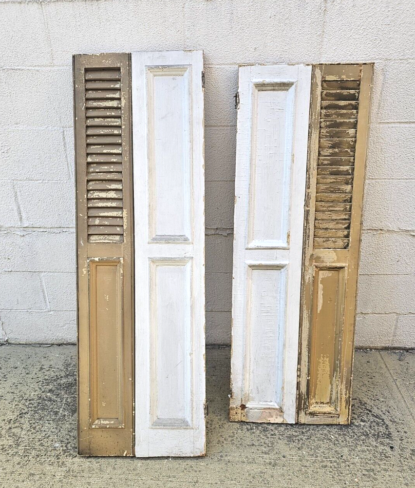 1900-1910 Antique Large Interior Louver Window Shutters