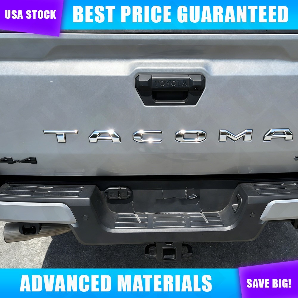 Chrome Emblem For 2024-2026 TACOMA Tailgate Insert Letter Rear Trunk Replacement