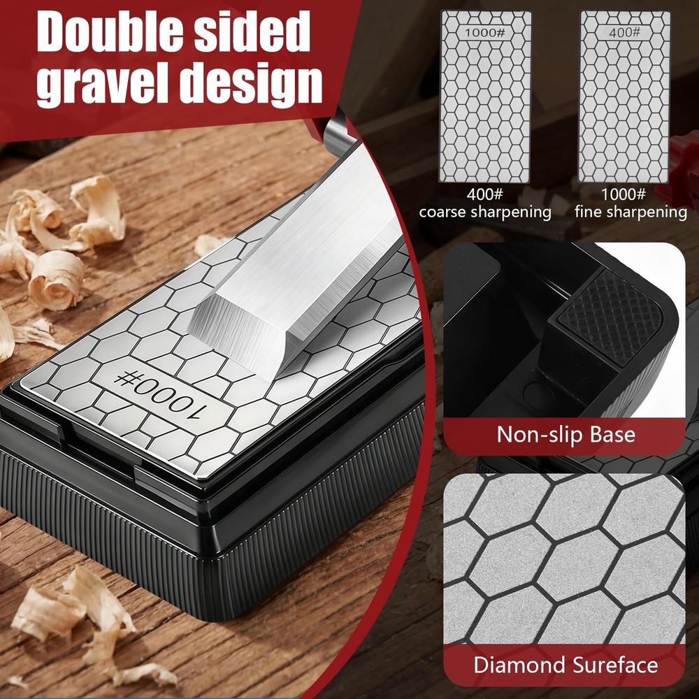 Precision Chisel Sharpening Jig & Guide, with Angle Fixture & Gauge (10°-45°)...