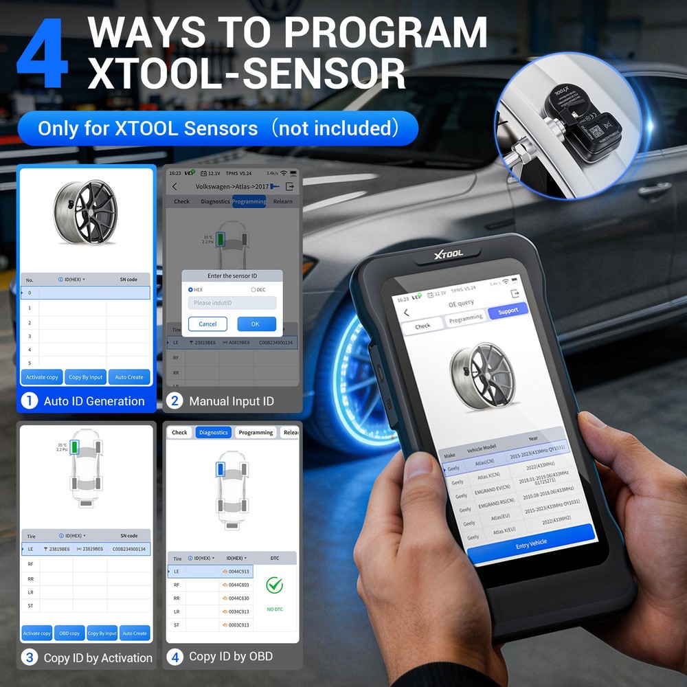 XTOOL TP380 TPMS Programming Relearn OBD2 Scanner Car Dianostic Tool Code Reader