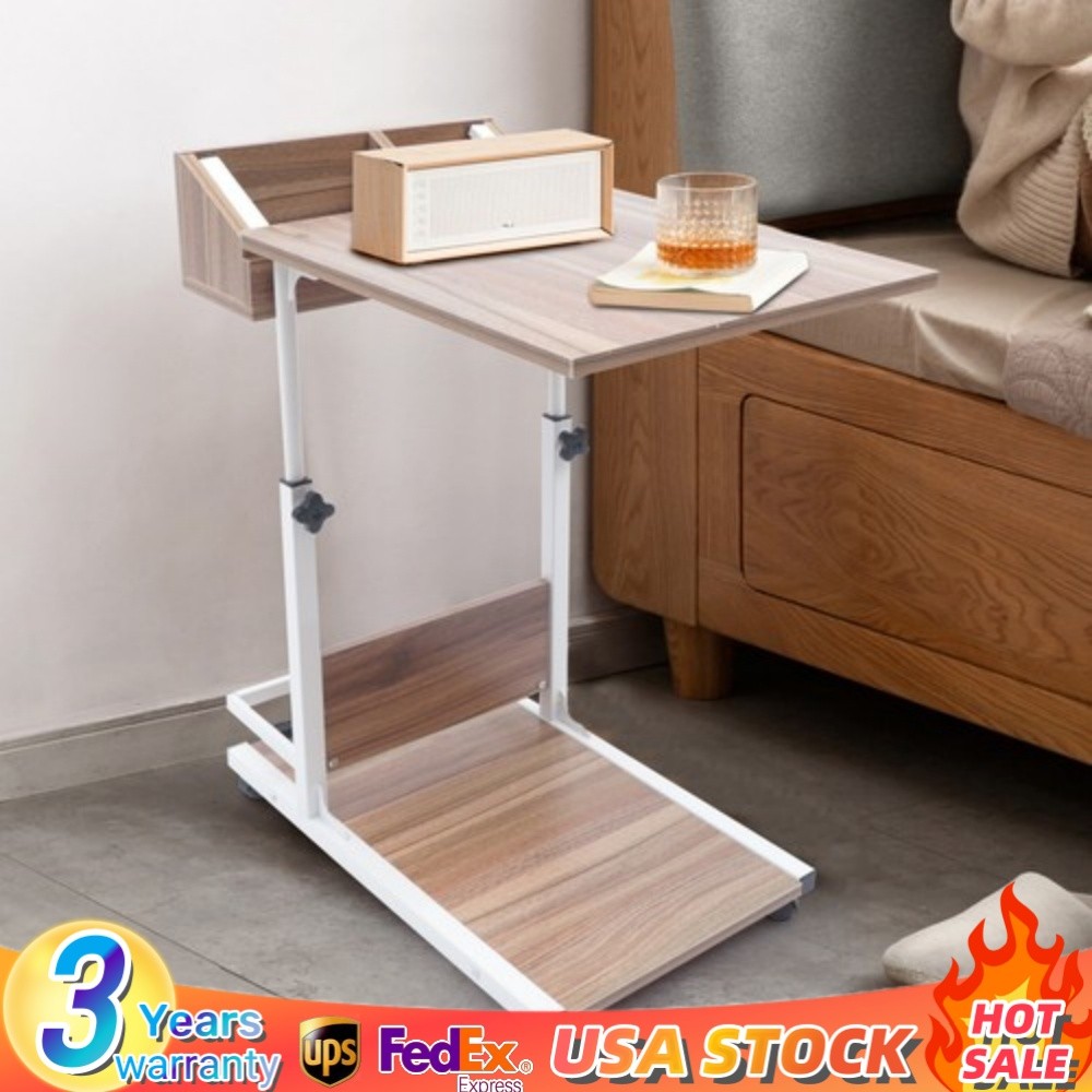 Adjustable Height Laptop Desk Rolling Bedside Table Computer Over Bed Standing