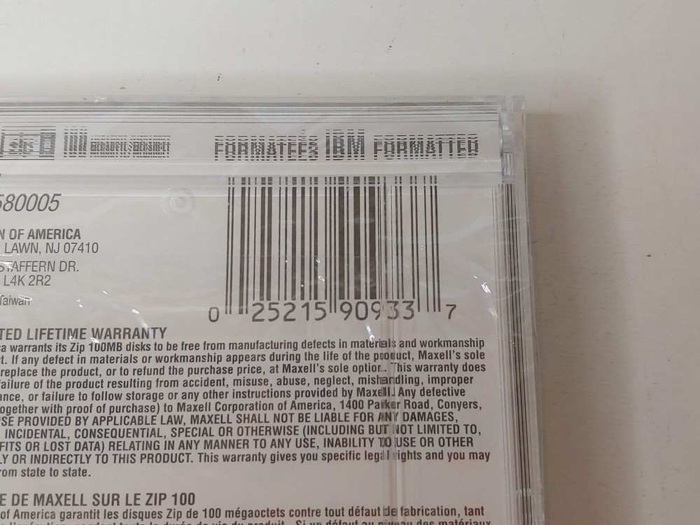 Maxell 100 MB IBM Formatted ZIP 100 Disk New in Package