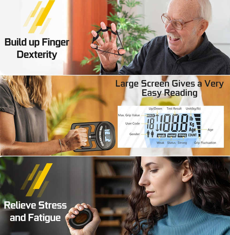 Hand Grip Strength Tester Digital Dynamometer 265LB Forearm Exerciser Tool Train