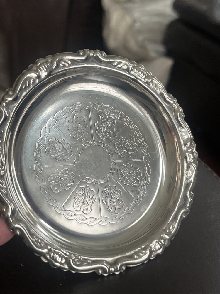 Vintage 4” Silver Plated Trinket Dish Italy