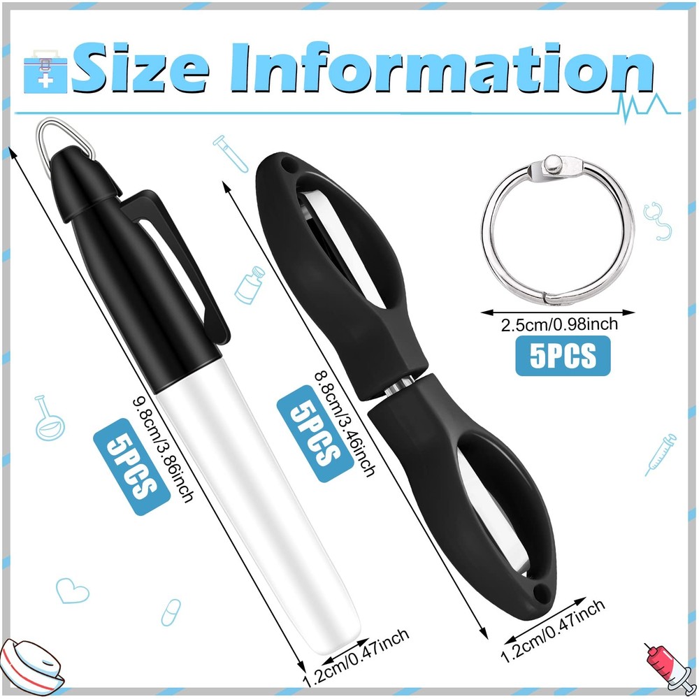 Geyee 15 Pcs Badge Scissors for Nurses Mini Set Gift Assorted Color