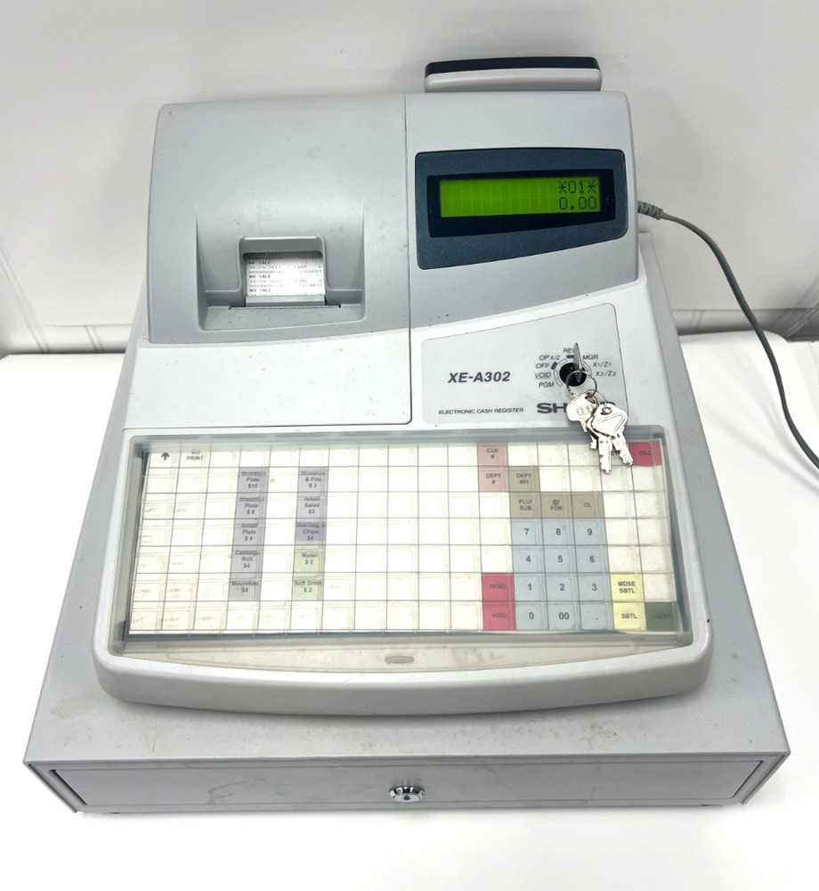 SHARP EXA302 ELECTRONIC CASH REGISTER LED DISPLAY AUTOMATIC 1800 PLUS