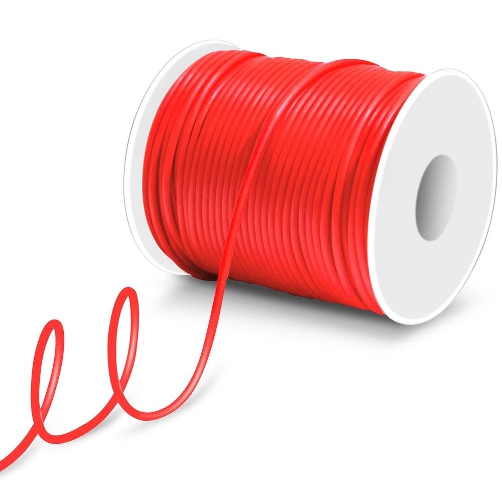 164ft 2mm Barber Cords for Knitting, Hollow Pipe Rubber String Stitch Red