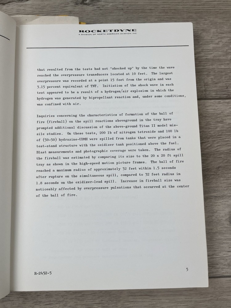 Rocketdyne Hazard Classification New Liquid Propellants Progress Report ‘60-‘61