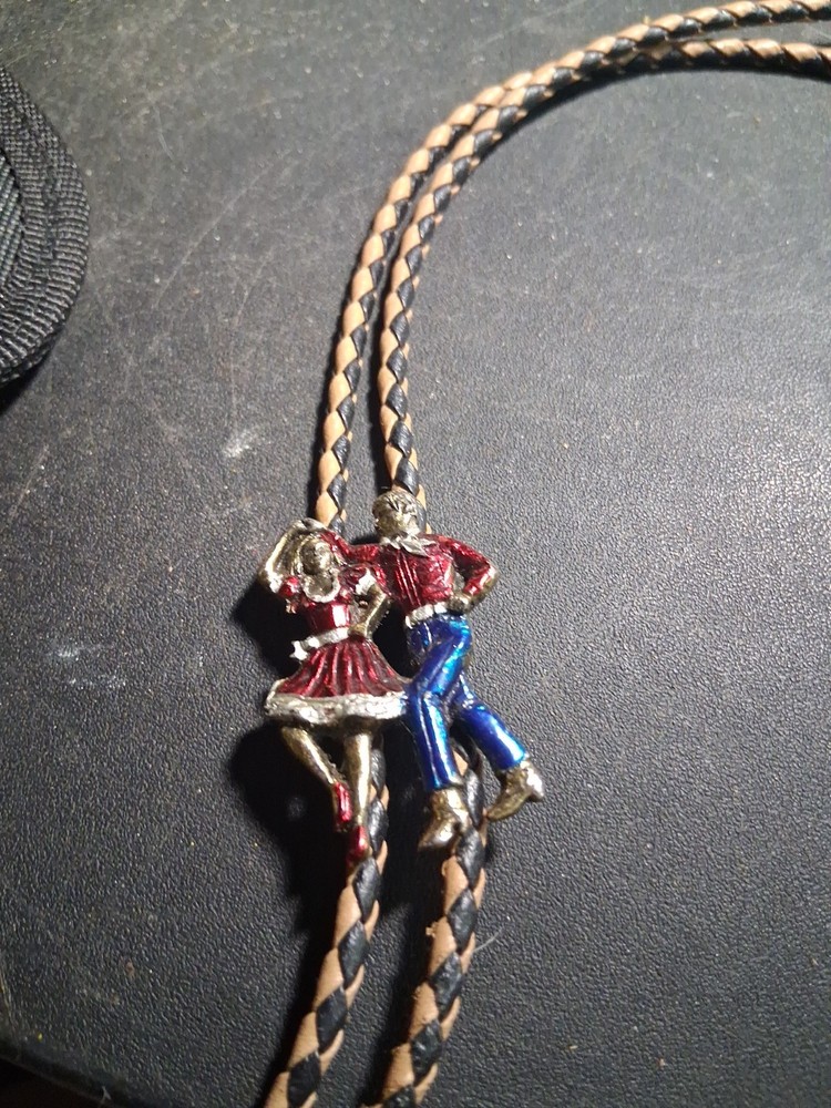 Vtg Square Dancers Bolo Tie