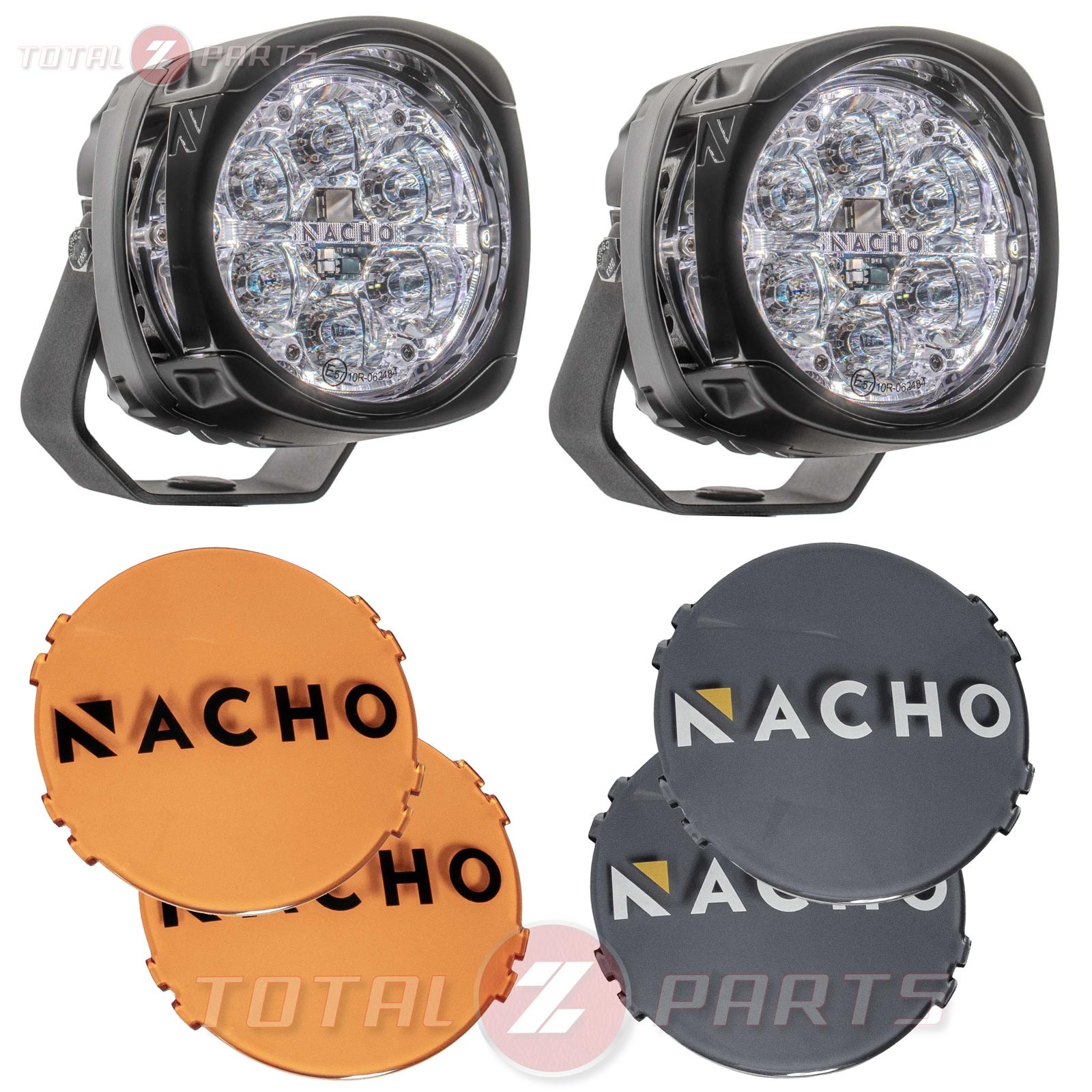 NACHO Quatro Spot 4-inch Offroad LED 120W Fog Lights Pair & Amber/Smoked Covers