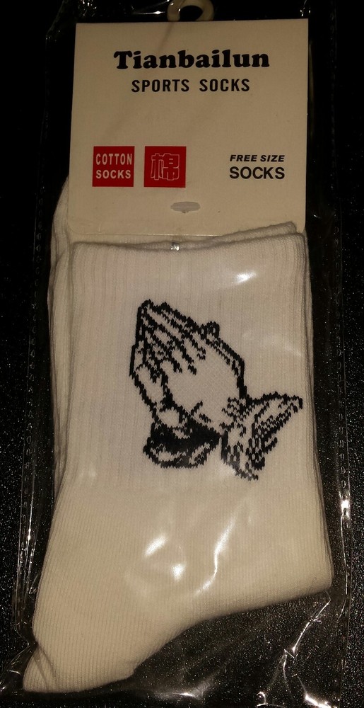 White Cotton Praying Hands Socks