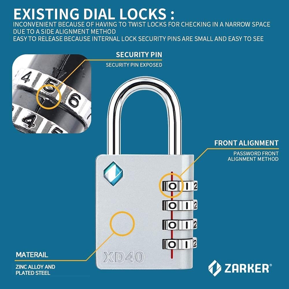 Xd40 4digit Combination Padlock Yellow 1pack