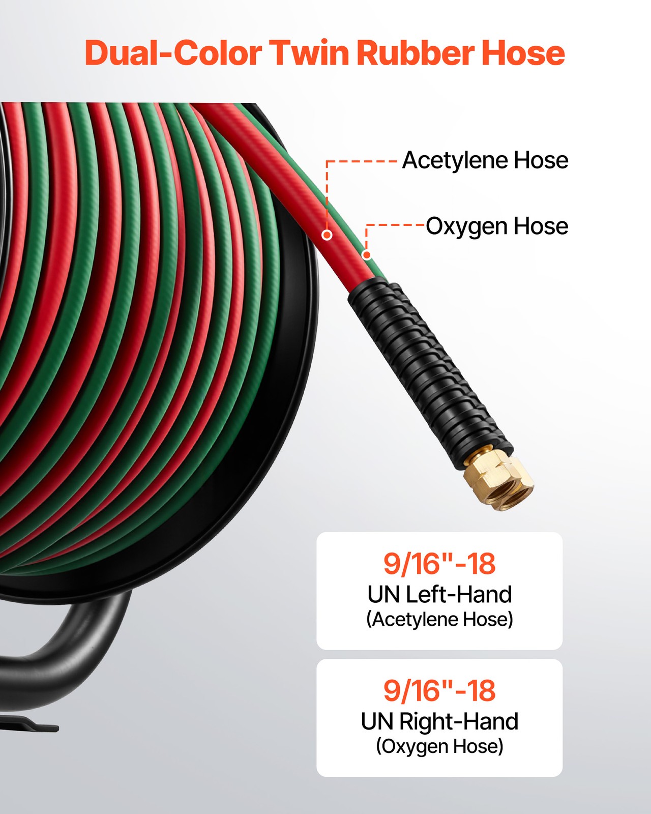 VEVOR Retractable Welding Hose Reel Hand Crank Hose Reel with 1/4" x 100FT Hose