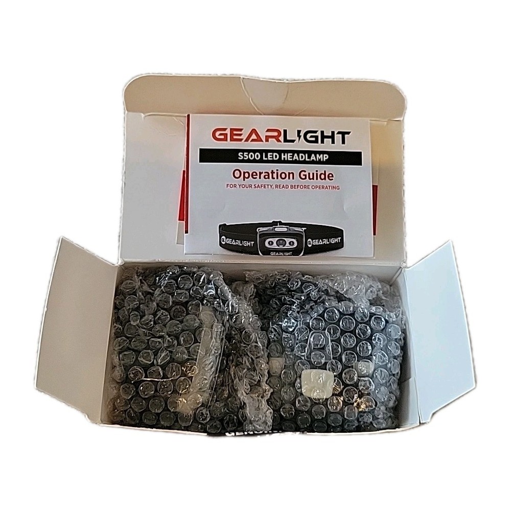GearLight Headlamp Flashlight S500 LED Multiple Modes 2 Pack , open -box .
