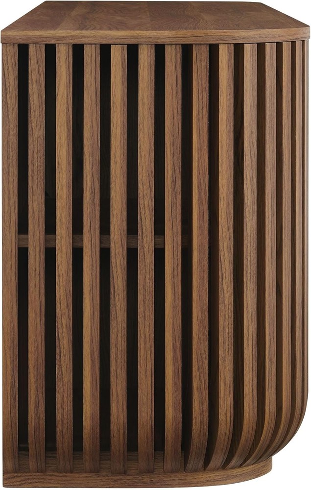 Modway Fortitude 75" Fluted Curved Sideboard Buffet with 4 Doors, Walnut