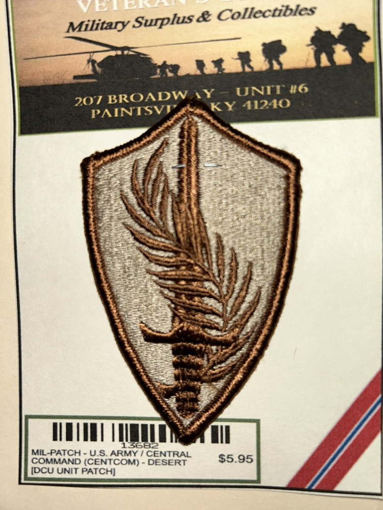 U.S. ARMY - CENTRAL COMMAND [CENTCOM] (DCU) DESERT - MERROWED EDGE UNIT PATCH