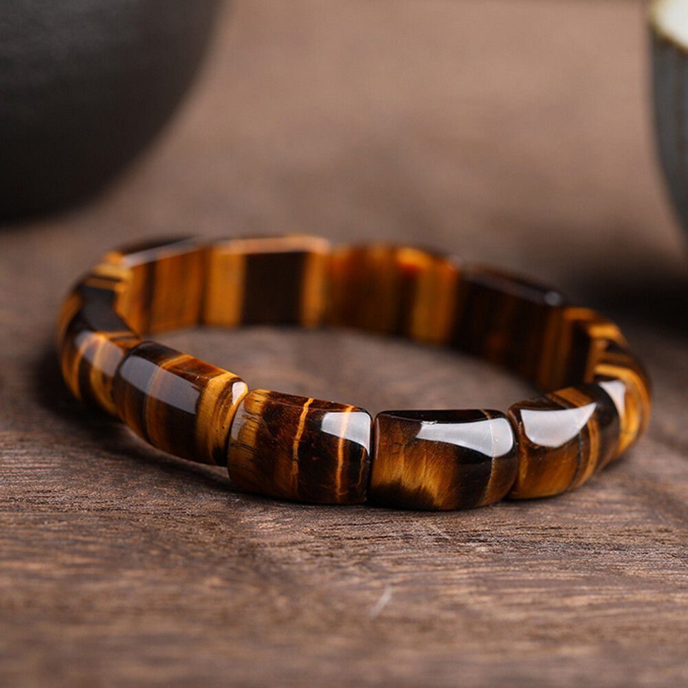Natural Tiger's Eye Stone Bracelet Brown Gemstone Stretch bracelet for Men ##