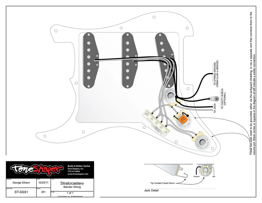 ToneShaper Wiring Kit, Stratocaster, Blender (SSS1)