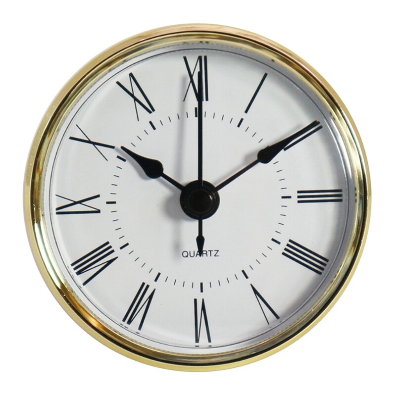 2.76 Inch Round Quartz Clock Insert White Dial Black Movement Battery Powered