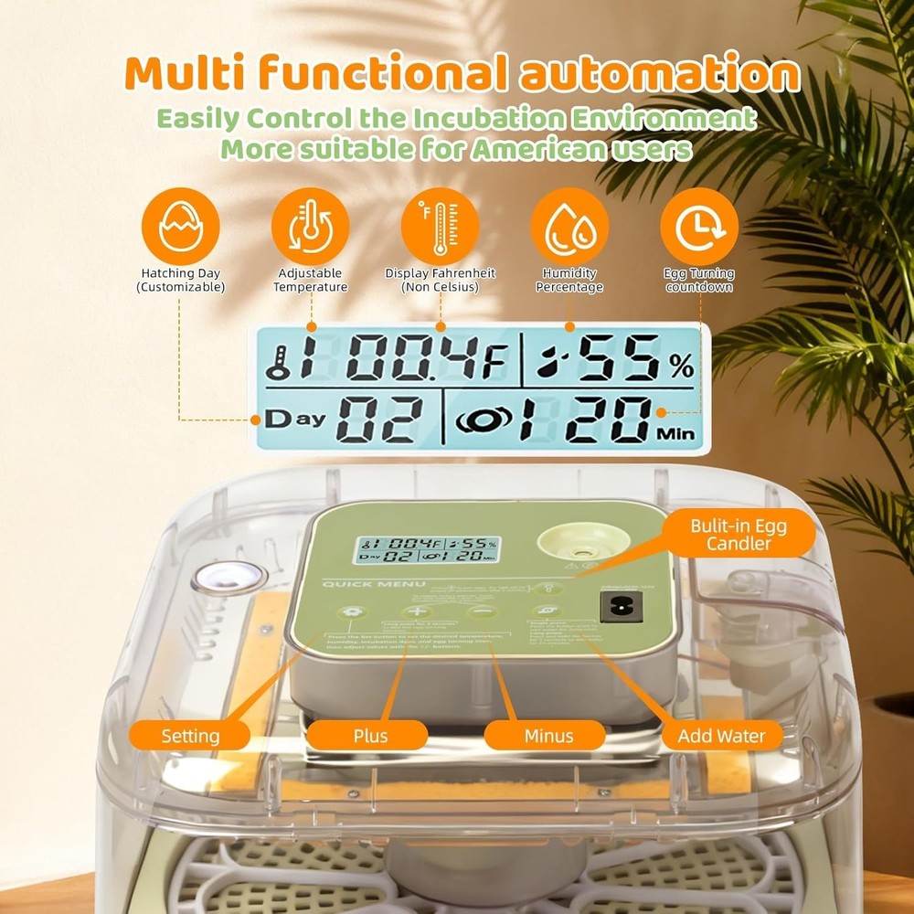 Fully Automatic Egg Incubator for Hatching Eggs, Auto Water Refill & Turner, ...