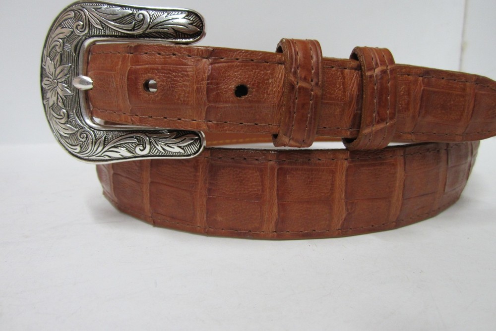 GENUINE CROCODILE BELTS, COGNAC