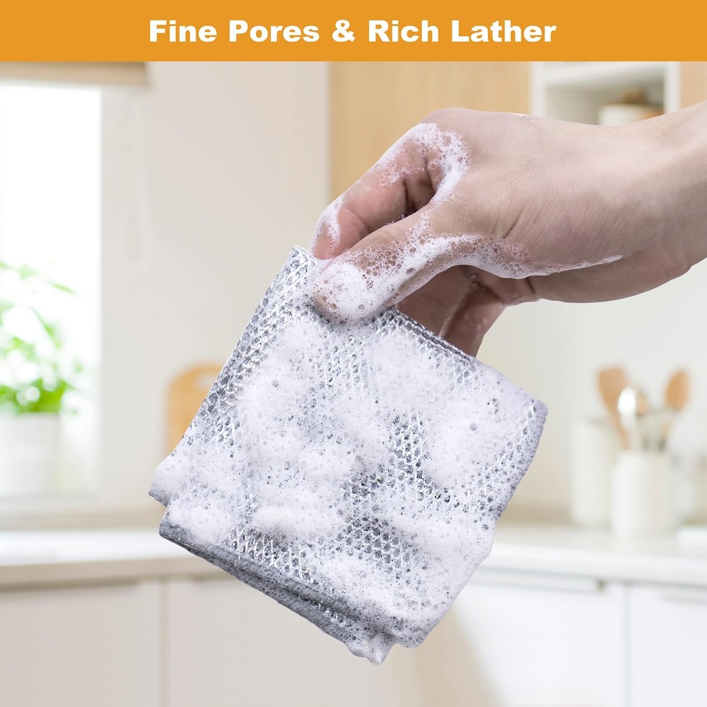 Inkhut Non Scratch Wire Dishcloth, Small, Three-layer Silver