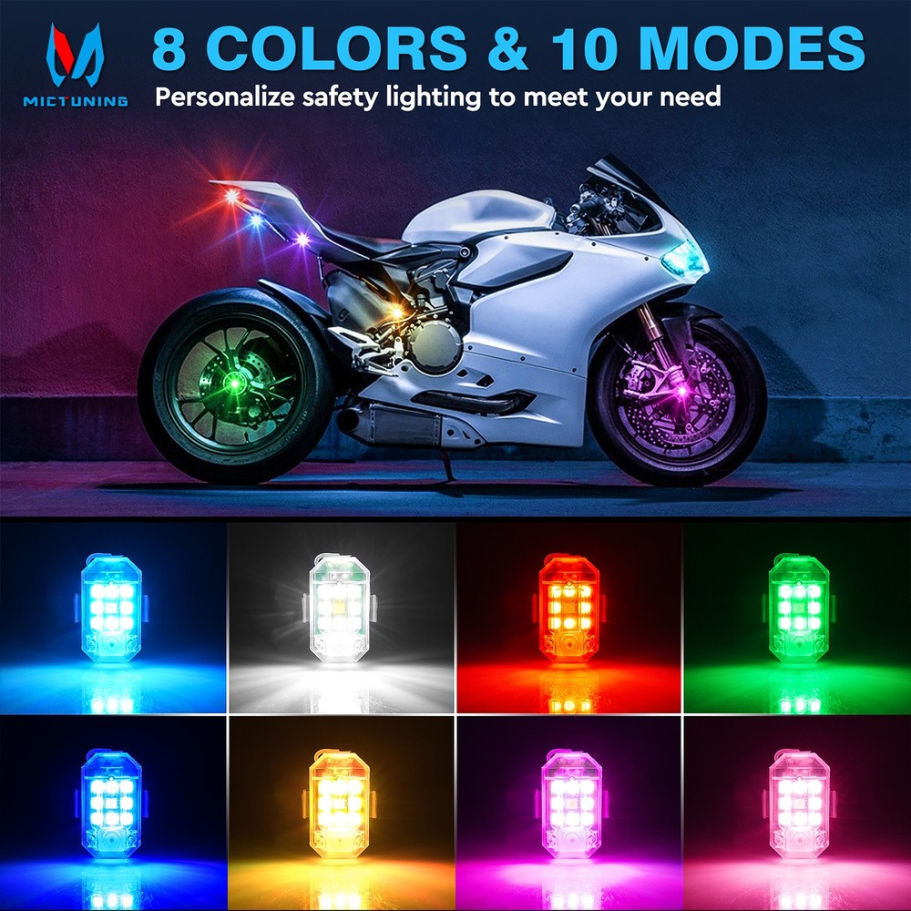 8PCS Wireless LED Strobe Lights w/Remote Control Waterproof Anti-Collision Lamp