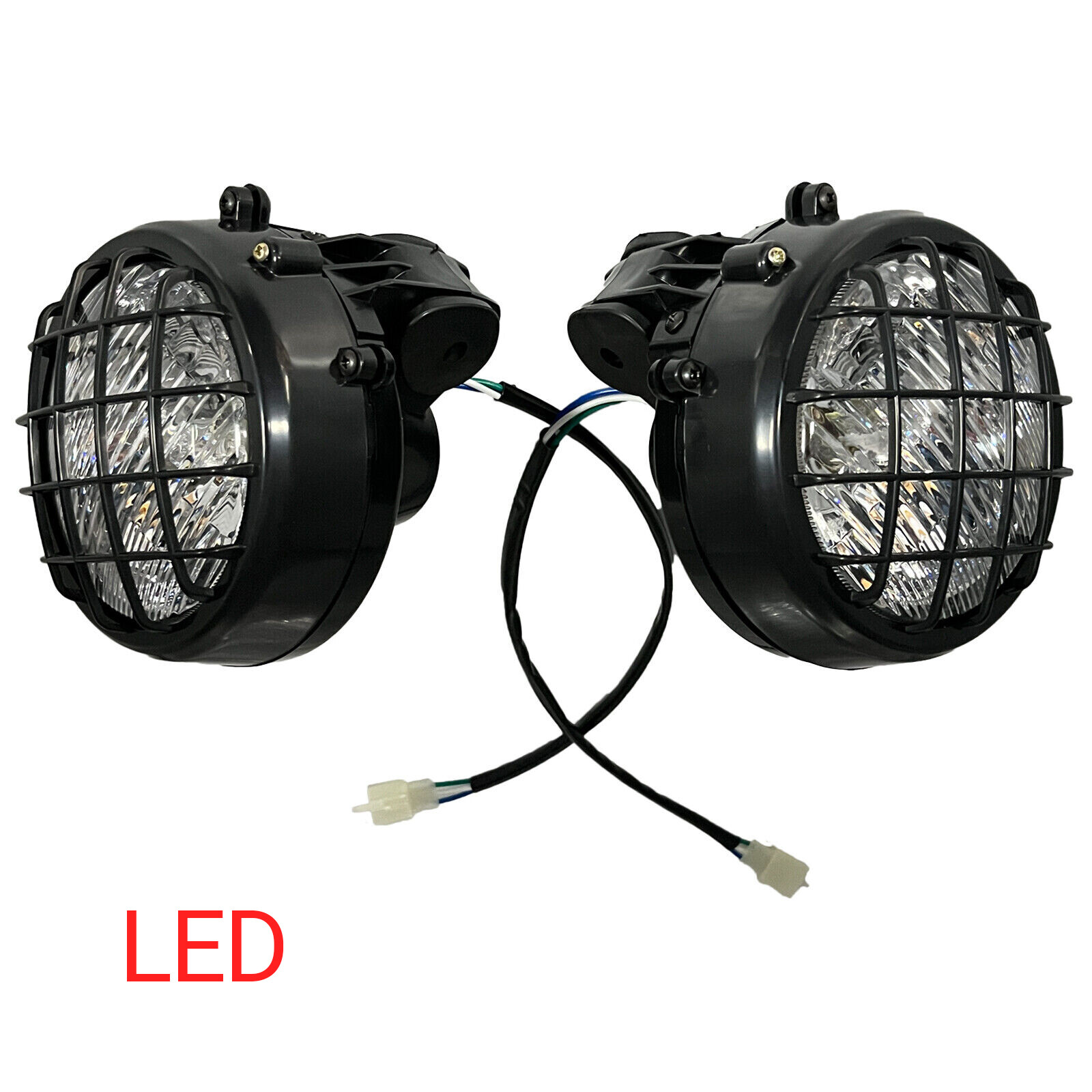 2x LED Headlights for Yamaha Banshee 1987-2006 lens bulbs Grills Warrior 350