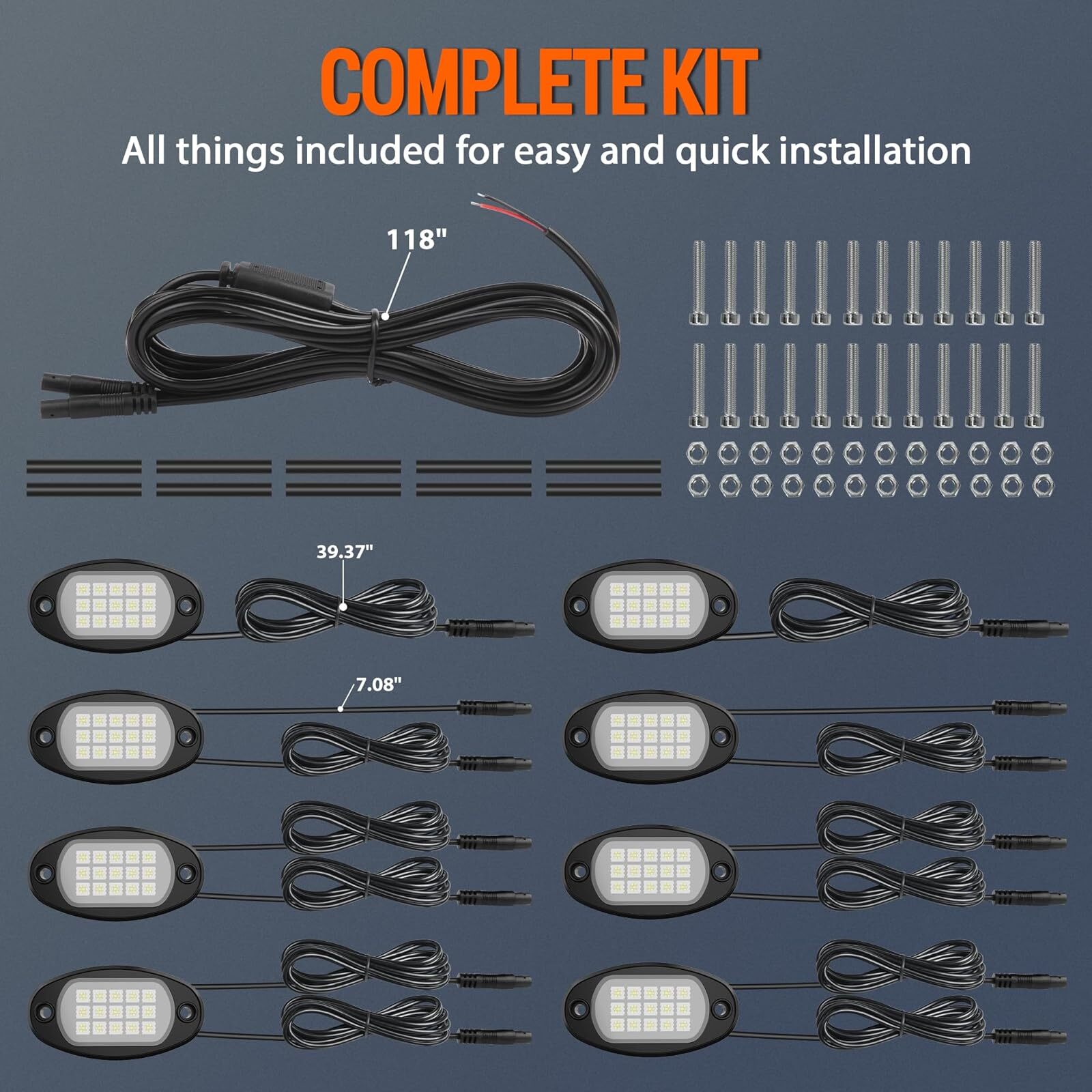 Pure White LED Rock Lights 8 Pods - Waterproof LED Underglow Underbody Light