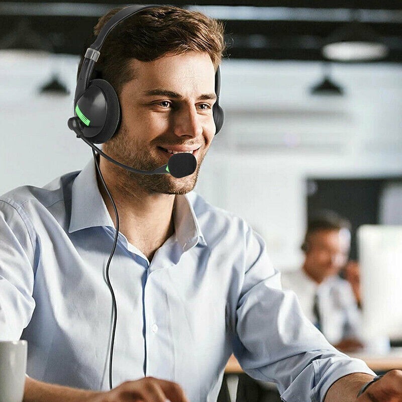 USB Wired Headset Computer Headphone with Microphone Noise Cancelling For Laptop