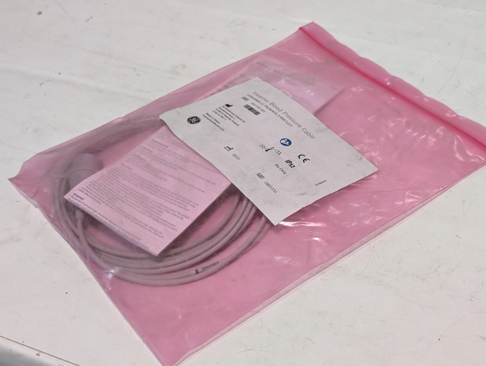 Lot of 2 GE Healthcare 2021197-001 Invasive BP Cables Edwards LS TruWave 12 ft