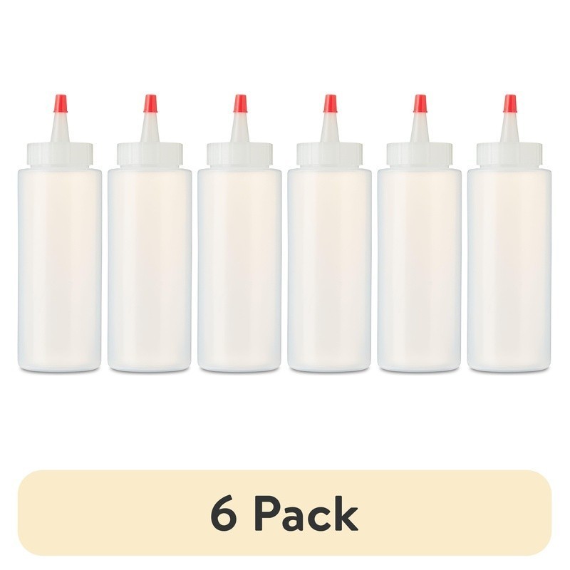 Clear Plastic Squeeze Bottles 6 Pack Leak Proof Airtight Lid Sauces Dressings US