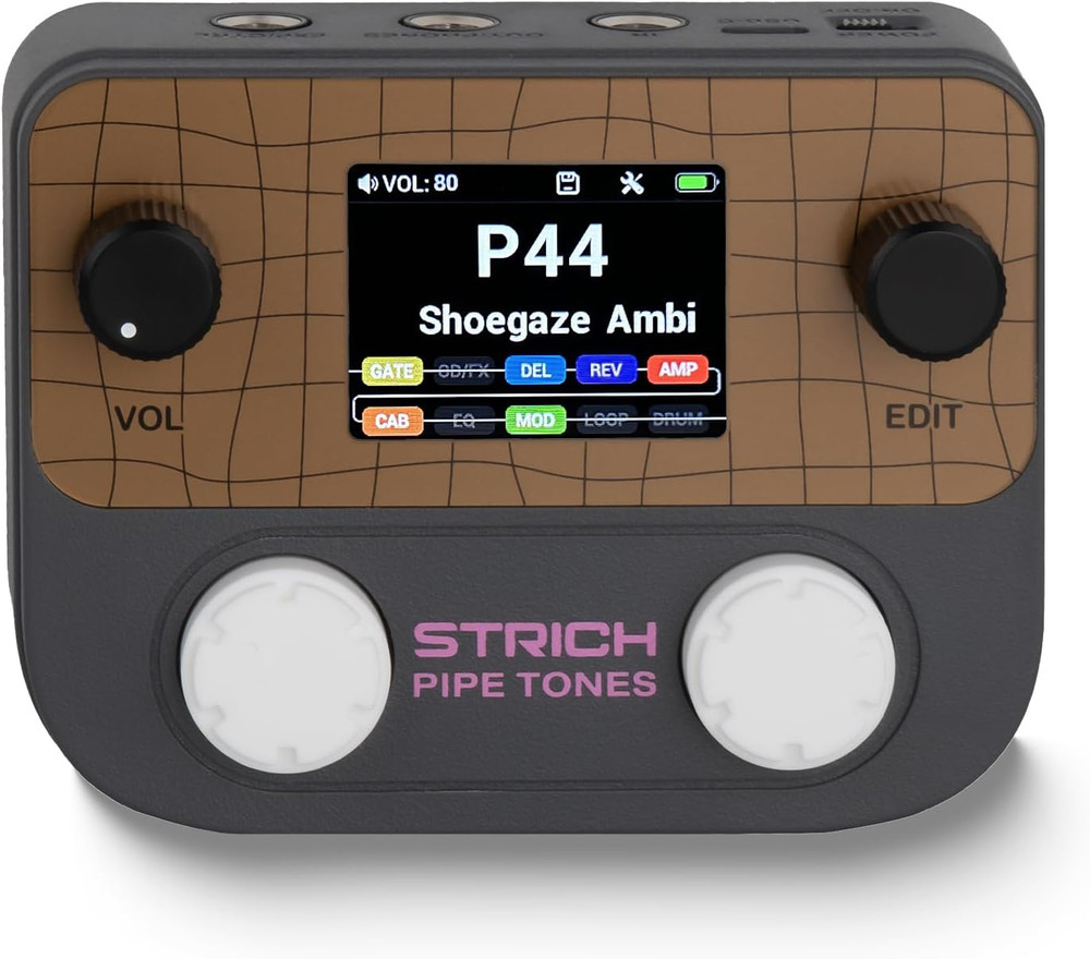 Pipe Tones Pocket Multi-Effects Processor for Guitar and Bass with 10 Effect Mod