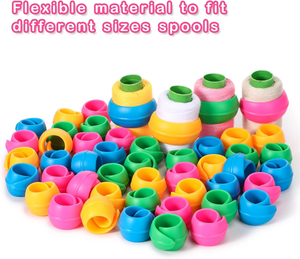 60 Spools Wooden Thread Rack and 48 Pcs Thread Spools Savers/Spool Huggers with