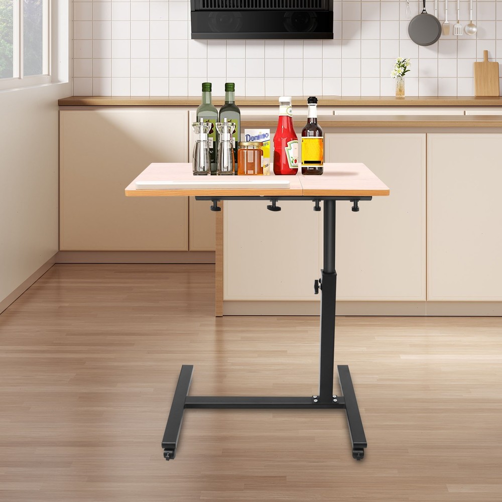 Adjustable Rolling Laptop Desk Mobile Computer Stand Bed Side Table Office Desk