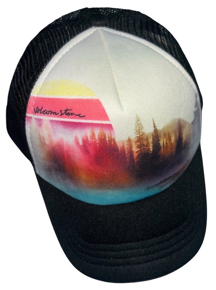 Volcom Black White Pink Snapback Adjustable One-Size Cap Hat