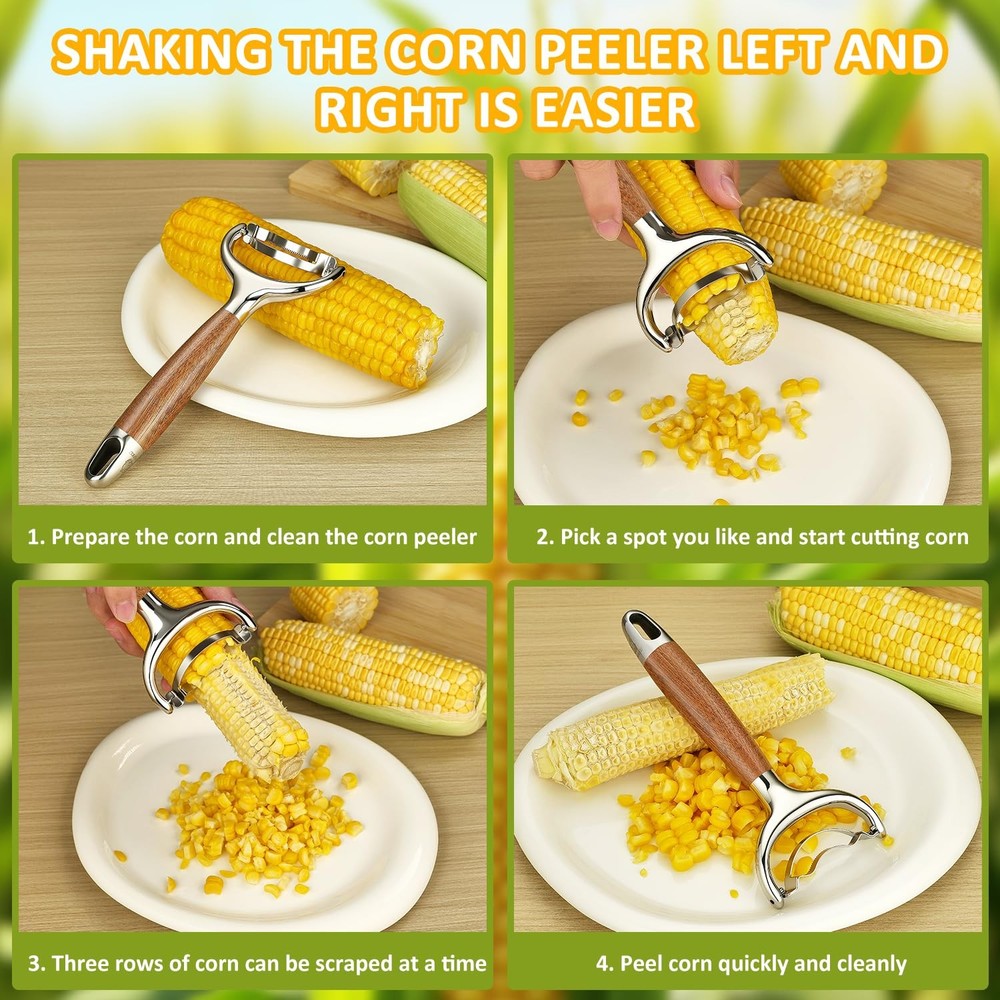 Stainless Steel Corn Peeler, Durable Corn on the Cob Stripper Tool with Solid...